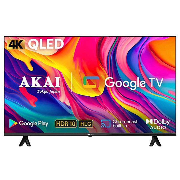 Akai AL43GQU-SFWS, 43 Inch Q-LED Google TV with Atmos Sound, 60Hz Refresh Rate, HDR 10, Bezelless Design Display, Black