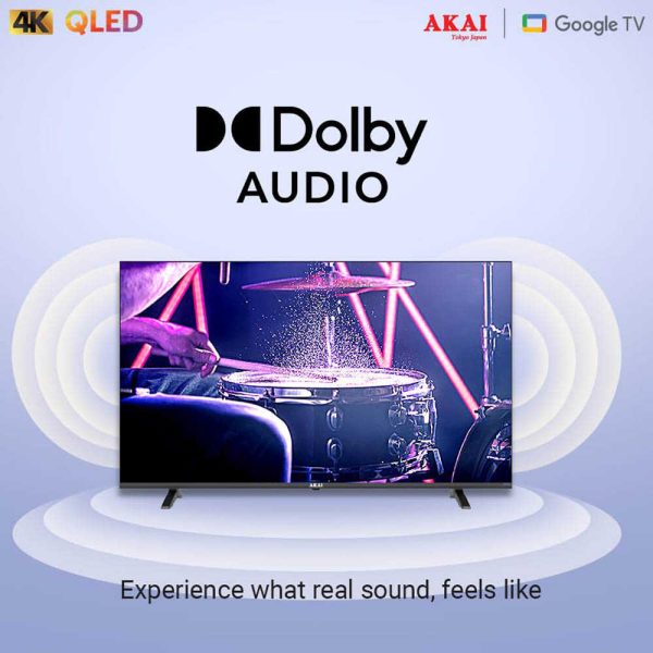 Akai AL43GQU-SFWS, 43 Inch Q-LED Google TV with Atmos Sound, 60Hz Refresh Rate, HDR 10, Bezelless Design Display, Black