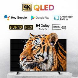 Akai AL43GQU-SFWS, 43 Inch Q-LED Google TV with Atmos Sound, 60Hz Refresh Rate, HDR 10, Bezelless Design Display, Black