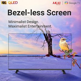 Akai AL43GQU-SFWS, 43 Inch Q-LED Google TV with Atmos Sound, 60Hz Refresh Rate, HDR 10, Bezelless Design Display, Black