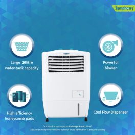 Symphony mastercool 20 Liter Personal Air Cooler with Powerful Blower and Honeycomb Pad - 20L, White