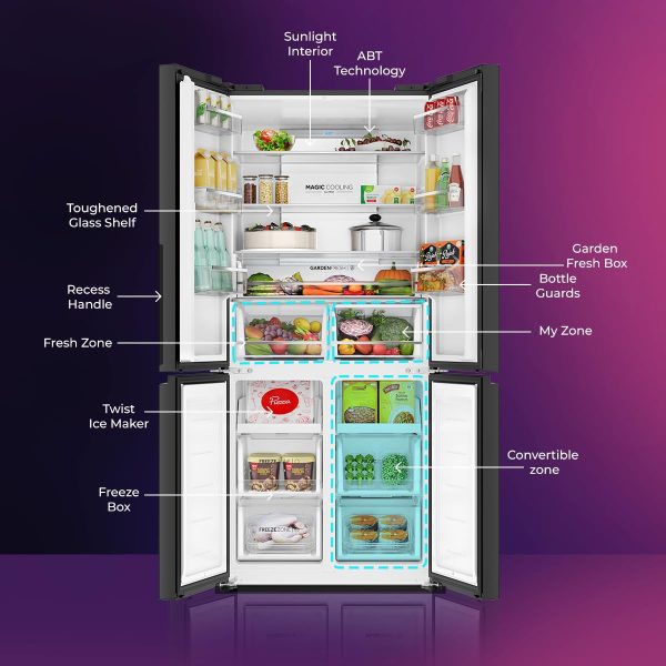 Haier HRB-600IS, 520 L 3 Star Lumiere Series Wi-Fi enabled 4-Door Side by Side frost free Refrigerator with 85% Convertible Fridge & Expert Inverter Technology, INOX STEEL