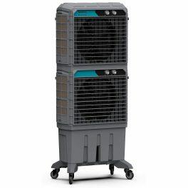 Symphony Movicool DD, 125 Litre Double Decker Desert Air Cooler with 3 Side HoneyComb Pad and Lockable Heavy Duty Wheels, Grey