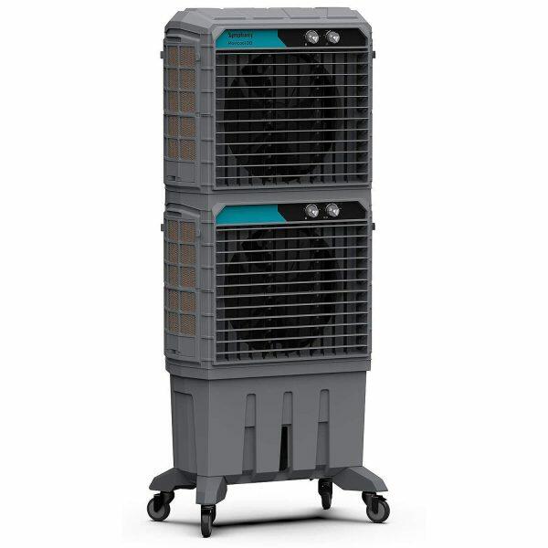 Symphony Movicool DD, 125 Litre Double Decker Desert Air Cooler with 3 Side HoneyComb Pad and Lockable Heavy Duty Wheels, Grey