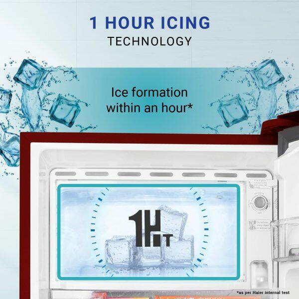 Haier HRD-2103PRH-P, 190 Litre 3 Star Single Door Refrigerator with One Hour Icing Technology and Stabilizer Free Operation, Red Hilton