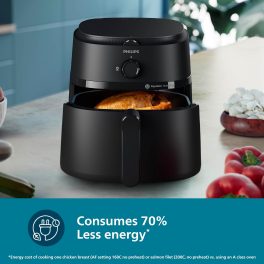 PHILIPS Air Fryer NA120/00, uses up to 90% less fat, 1500W, 4.2 Liter, with Rapid Air Technology (Black)