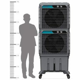 Symphony Movicool DD, 125 Litre Double Decker Desert Air Cooler with 3 Side HoneyComb Pad and Lockable Heavy Duty Wheels, Grey