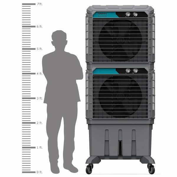 Symphony Movicool DD, 125 Litre Double Decker Desert Air Cooler with 3 Side HoneyComb Pad and Lockable Heavy Duty Wheels, Grey