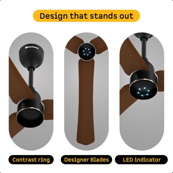 Atomberg Renesa Halo Smart 1200MM, 48Inch 5-star BLDC Ceiling Fan with Remote, Works with Alexa, High Air Delivery, 3-Year Warranty, Brown & Black