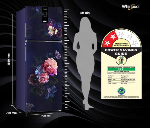 Whirlpool IF PRO INV CNV 278, 2 Star Intellisense Inverter technology, 10 in 1 Convertible Frost Free Double-Door Refrigerator, Belle Epoque