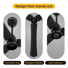 Atomberg Renesa Halo Smart 1200MM, 48Inch 5-star BLDC Ceiling Fan with Remote, Works with Alexa, High Air Delivery, 3-Year Warranty, Midnight Black