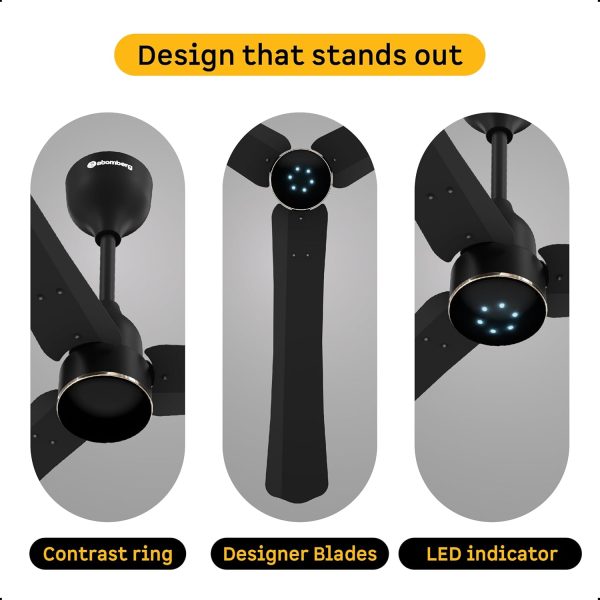 Atomberg Renesa Halo Smart 1200MM, 48Inch 5-star BLDC Ceiling Fan with Remote, Works with Alexa, High Air Delivery, 3-Year Warranty, Midnight Black
