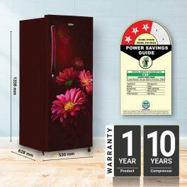 Haier HRD-2103CRH-P, 190 Litre 3 Star Single Door Refrigerator with One Hour Icing Technology and Stabilizer Free Operation, Red Hilton