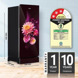 Haier HRD-2103PDG-P, 190 Litre 3 Star Direct Cool-Single Door With Base Drawer Refrigerator, One Hour Icing Technology and Stabilizer Free Operation, Daisy Glass