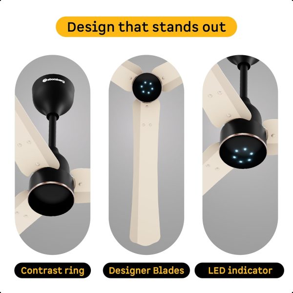 Atomberg Renesa Halo Smart 1200MM, 48Inch 5-star BLDC Ceiling Fan with Remote, Works with Alexa, High Air Delivery, 3-Year Warranty, SS Ivory & Black