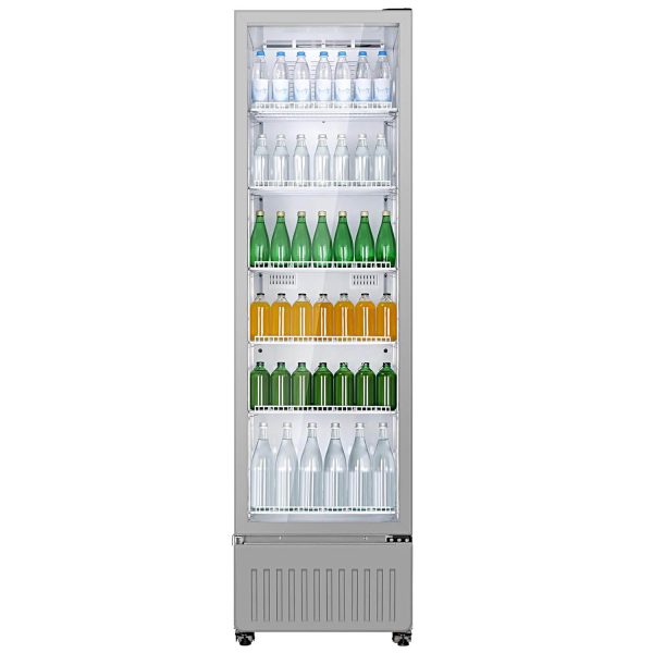 Haier HVC-505GT5, 440 Litre Single Door Visi Cooler with Backside Evaporator, Fog-Free Glass, Adjustable Shelves & Vertical Touch LED Control, Grey