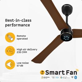 Atomberg Renesa Halo Smart 1200MM, 48Inch 5-star BLDC Ceiling Fan with Remote, Works with Alexa, High Air Delivery, 3-Year Warranty, Brown & Black