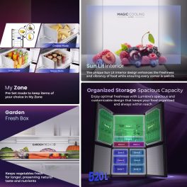 Haier HRB-600IS, 520 L 3 Star Lumiere Series Wi-Fi enabled 4-Door Side by Side frost free Refrigerator with 85% Convertible Fridge & Expert Inverter Technology, INOX STEEL