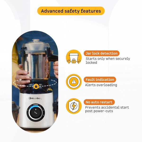 Atomberg Zenova 4 Jar Mixer Grinder with Coarse Mode getting Silbatta like texture, White
