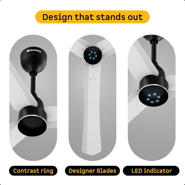 Atomberg Renesa Halo Smart 1200MM, 48Inch 5-star BLDC Ceiling Fan with Remote, Works with Alexa, High Air Delivery, 3-Year Warranty, White & Black