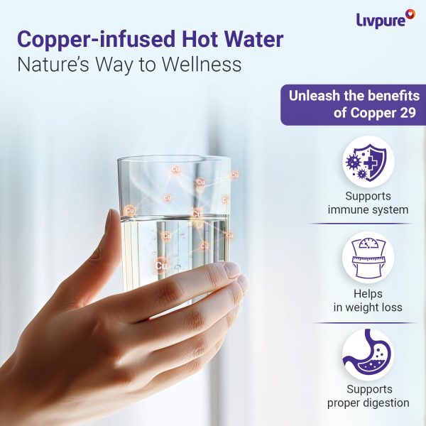 Livpure Zinger-HOT, RO+UV+UF+Mineraliser Water Purifier with 6 Stages of Purification, Hot Water and 6.5 Litre Storage Capacity, White
