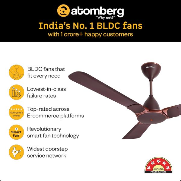 Atomberg Erica Nuvo 1200MM, 48 Inch Ceiling Fan with 5 Star Rating and High Air Delivery, Umber Brown