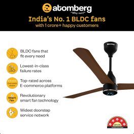 Atomberg Renesa Halo Smart 1200MM, 48Inch 5-star BLDC Ceiling Fan with Remote, Works with Alexa, High Air Delivery, 3-Year Warranty, Brown & Black