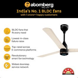 Atomberg Renesa Halo Smart 1200MM, 48Inch 5-star BLDC Ceiling Fan with Remote, Works with Alexa, High Air Delivery, 3-Year Warranty, SS Ivory & Black