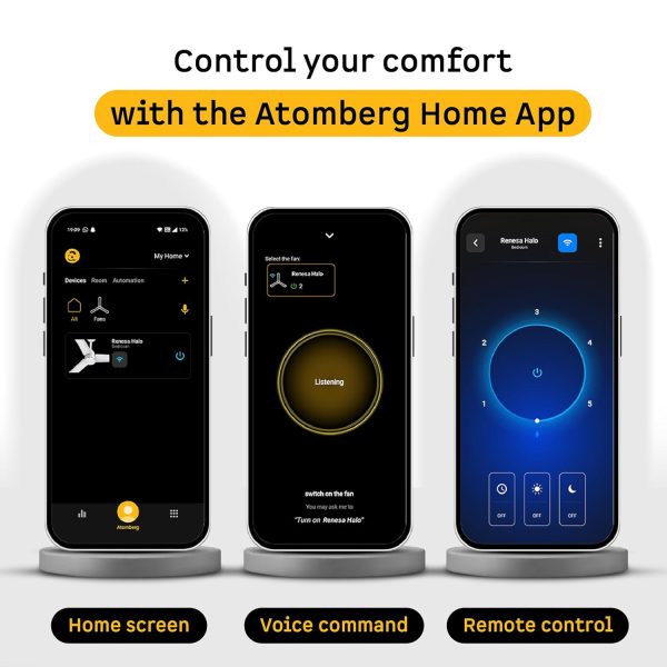Atomberg Renesa Halo Smart 1200MM, 48Inch 5-star BLDC Ceiling Fan with Remote, Works with Alexa, High Air Delivery, 3-Year Warranty, Midnight Black