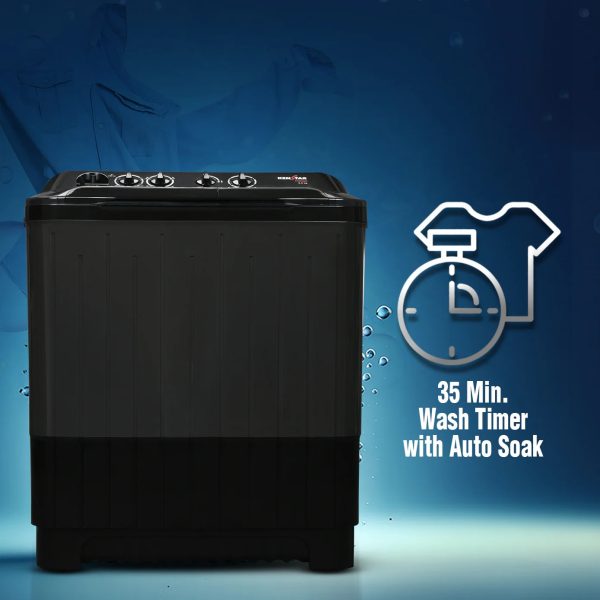 Kenstar WM WM KS80PL-BGU7, Semi Automatic Washing Machine (8 KG), 3 wash programs,Aqua Force Technology, Black Grey