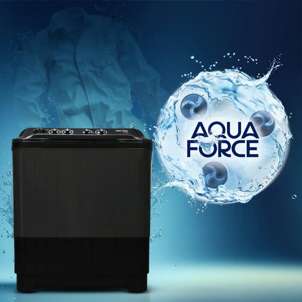 Kenstar WM WM KS80PL-BGU7, Semi Automatic Washing Machine (8 KG), 3 wash programs,Aqua Force Technology, Black Grey