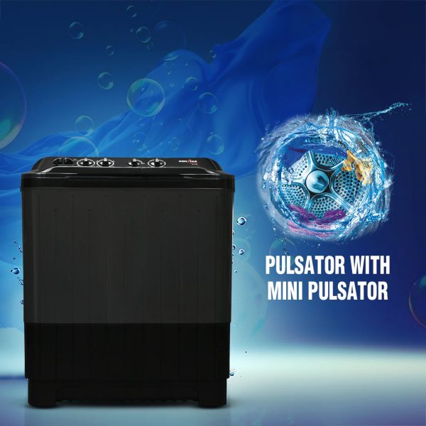 Kenstar WM WM KS80PL-BGU7, Semi Automatic Washing Machine (8 KG), 3 wash programs,Aqua Force Technology, Black Grey