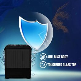 Kenstar KS85HG-BGU7, 8.5KG Semi Automatic Washing Machine with 3 wash programs, Toughened Glass Lid and Aqua Force Technology, Black Grey