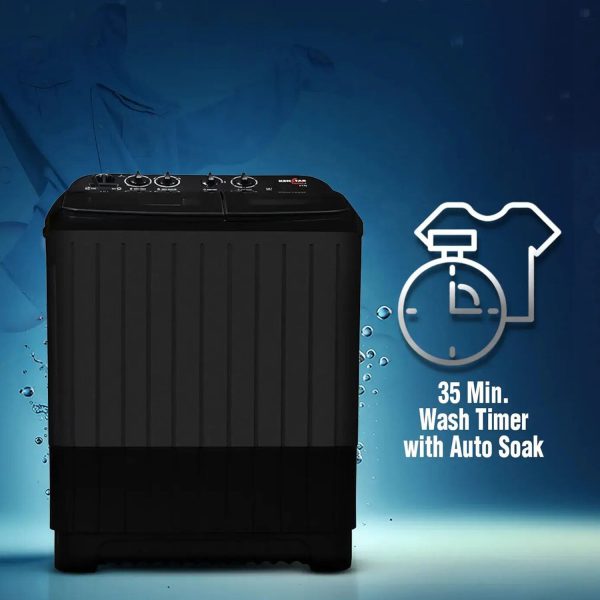 Kenstar KS85HG-BGU7, 8.5KG Semi Automatic Washing Machine with 3 wash programs, Toughened Glass Lid and Aqua Force Technology, Black Grey