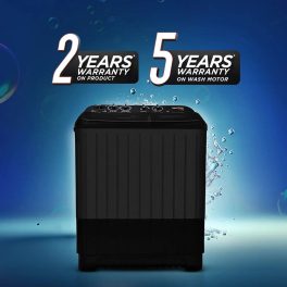 Kenstar KS85HG-BGU7, 8.5KG Semi Automatic Washing Machine with 3 wash programs, Toughened Glass Lid and Aqua Force Technology, Black Grey