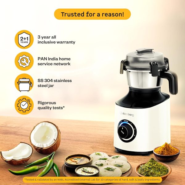 Atomberg Zenova 4 Jar Mixer Grinder with Coarse Mode getting Silbatta like texture, White