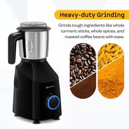 Atomberg Yulia, 750 Watt Mixer Grinder with Unique Coarse Mode, Advanced Safety Features, 4 Multi-functional Jars including Chopper Jar, Gloss Black