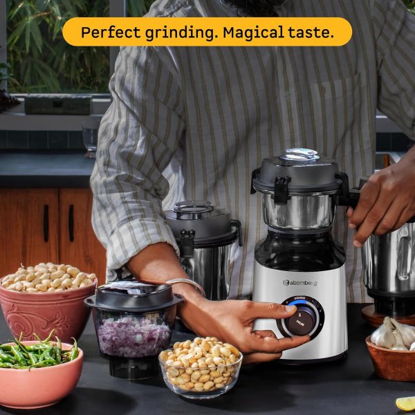 Atomberg Zenova 4 Jar Mixer Grinder with Coarse Mode getting Silbatta like texture, White