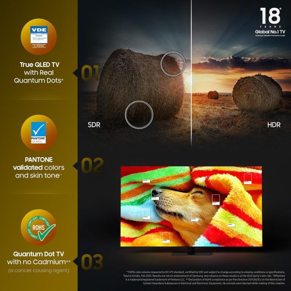 SAMSUNG 43Q7FAAUKLXL, 108 cm (43 inch) 4K Ultra HD QLED Smart Tizen TV with Alexa & Google Assistant, Black