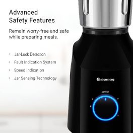 Atomberg Yulia, 750 Watt Mixer Grinder with Unique Coarse Mode, Advanced Safety Features, 4 Multi-functional Jars including Chopper Jar, Gloss Black