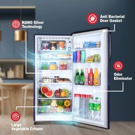 Kenstar REFKD224LTBL,190L 4 Star Single Door-Direct Cool Refrigerator, Stabilizer-free operation, 10 Years Product Warranty, Bloom Glass