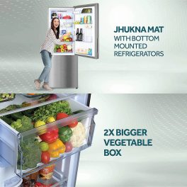 HAIER HRB-2872BSB-P, 237 Litres 2 Star, Frost Free Bottom Mount Refrigerator with 8-in-1 Convertible, Sparkle Blue