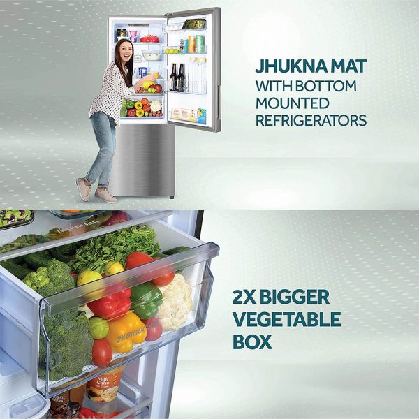 HAIER HRB-2872BSB-P, 237 Litres 2 Star, Frost Free Bottom Mount Refrigerator with 8-in-1 Convertible, Sparkle Blue
