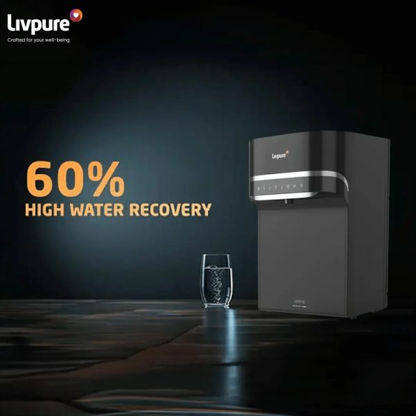 Livpure Sereno, 8-Stage Filtration Water Purifier, RO+UV+UF+Minerals +Copper | 5.5 Litre Stainless Steel Tank, No Service Cost for 2.5 Years, Black