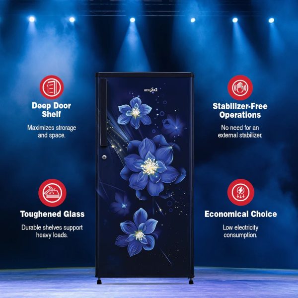 Kenstar REFKD202PTMI, 175L 2 Star Direct Cool Refrigerator, Stabilizer-free operation, 10 Years Warranty on Compressor, Mist Blue
