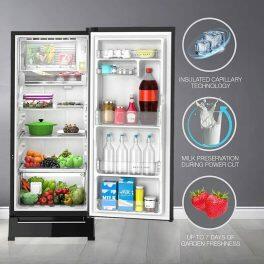 Whirlpool 215 IMPRO GD ROY, 192 Litre 3 Star Icemagic Pro Direct Cool-Single Door Refrigerator With Base Drawer, CRYSTAL BLACK