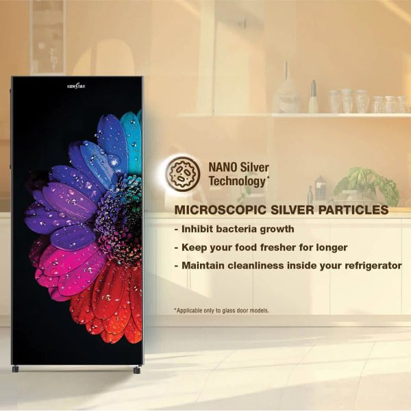 Kenstar REFKD224LTBL,190L 4 Star Single Door-Direct Cool Refrigerator, Stabilizer-free operation, 10 Years Product Warranty, Bloom Glass
