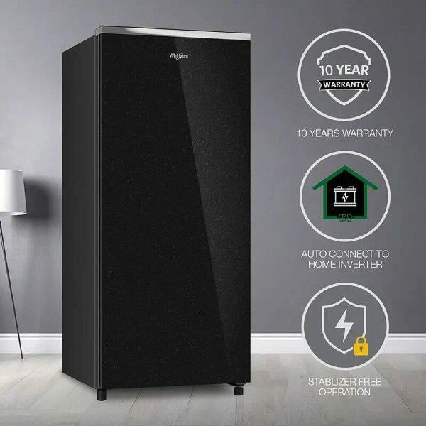 Whirlpool 215 IMPRO GD PRM, 192 Litre 5 Star Icemagic Pro Direct Cool-Single Door Refrigerator with Inverter Compressor and and Upto 7 Days Garden Freshness, CRYSTAL BLACK