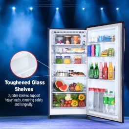 Kenstar REFKD224LTSL, 190L 4 Star Single Door-Direct Cool Refrigerator, Stabilizer-free operation, 10 Years Warranty on Compressor, Silk Glass