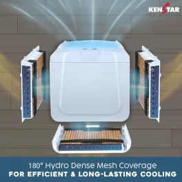 Kenstar TURBOCOOL NEO HC 45 GA WH, 45 Litre Desert Air Cooler with 3 Side HoneyComb Pads, Motorised Louvre Movement, Powerful Fan and Inverter Compatible, White